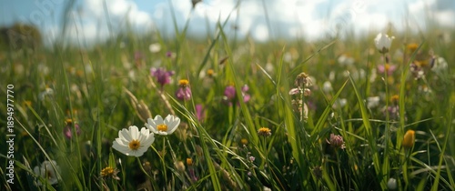Flower grass on a green bac...