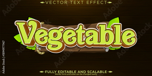 Organic green text effect, editable natural and fruit text style