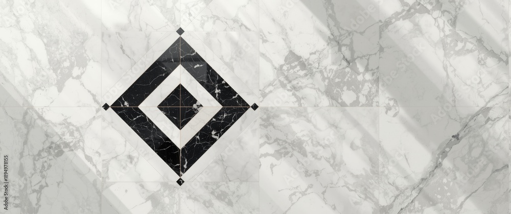 Marble texture featuring diamond and triangular geometric patterns on floor, seamless design, no people
