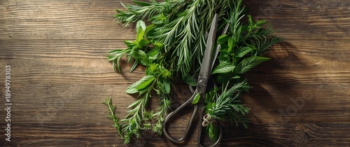 Herbs freshly picked and cu...