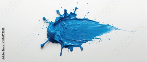 Blue splash paint on white ...