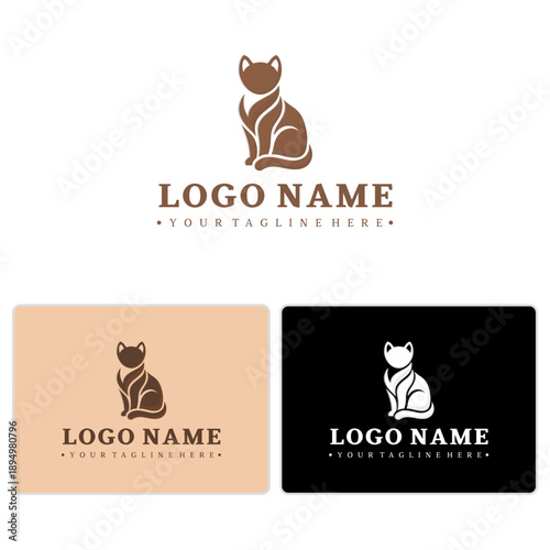 Stylized Cat Logo – Minimalist Sitting Feline Vector for Pet and Eco Brands