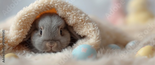 Adorable grey baby rabbit h...