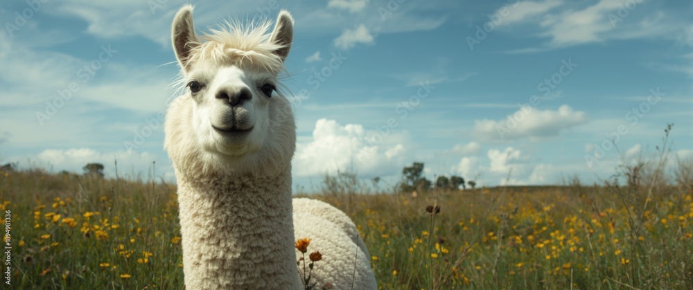 Obraz premium Meadow scene with a llama