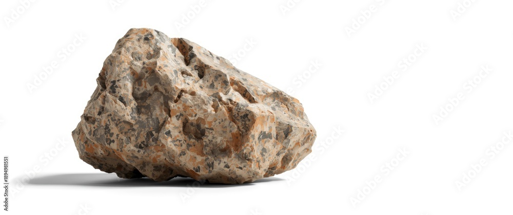 Obraz premium Granite rock isolated against a white background featuring architecture and shape details