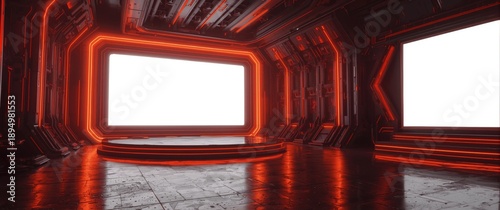 Vibrant Neon Red Orange Sho...