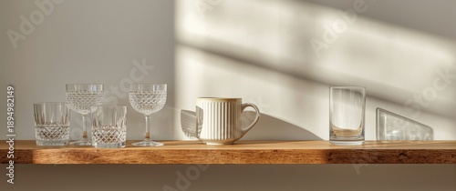 mug and glasses placed on t...