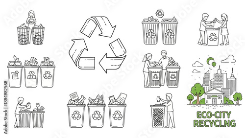 Eco City Recycling Icons and Symbols.