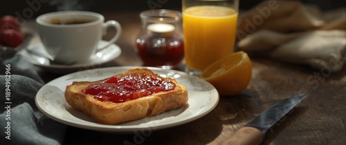 Strawberry Jam Toast Served...