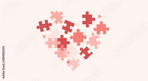 Heart-shaped puzzle pieces forming a symbol of love and connection, perfect for Valentine's Day or relationship themes