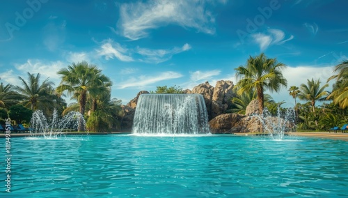 Waterfall flowing into a po...