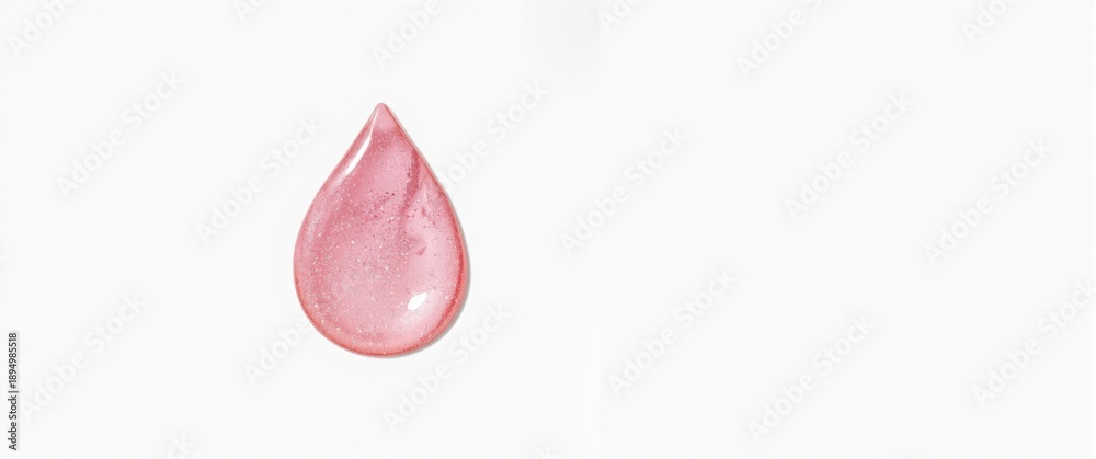Fototapeta premium Sparkling pink gel droplet on a white background