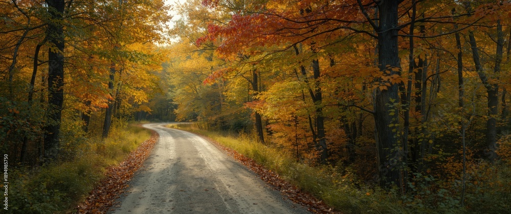 Obraz premium Autumn woodland road