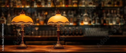 Wallpaper Mural Vintage lighting fixtures at a hazy liquor bar Torontodigital.ca