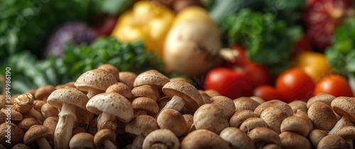 Vegetable Background featuring Mushrooms