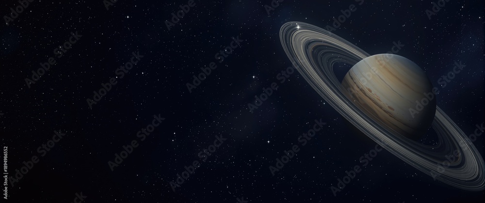 Naklejka premium 3D illustration of Saturn with rings in the cosmos