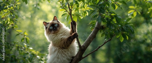Cat from Bali ascending a c...