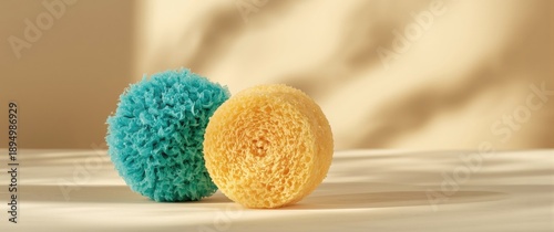 Detailed view of two sponge...
