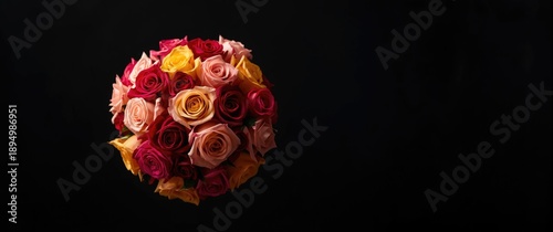 Colorful roses arranged in ...