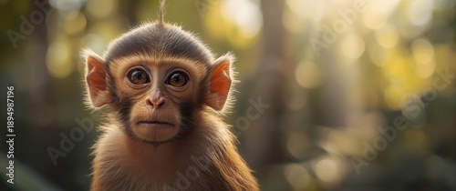 Charming wild monkey face shot