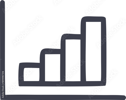 Ascending Graph: Simple line art depicts the upward trajectory of a bar graph, symbolizing progress and growth in the face of financial analysis.