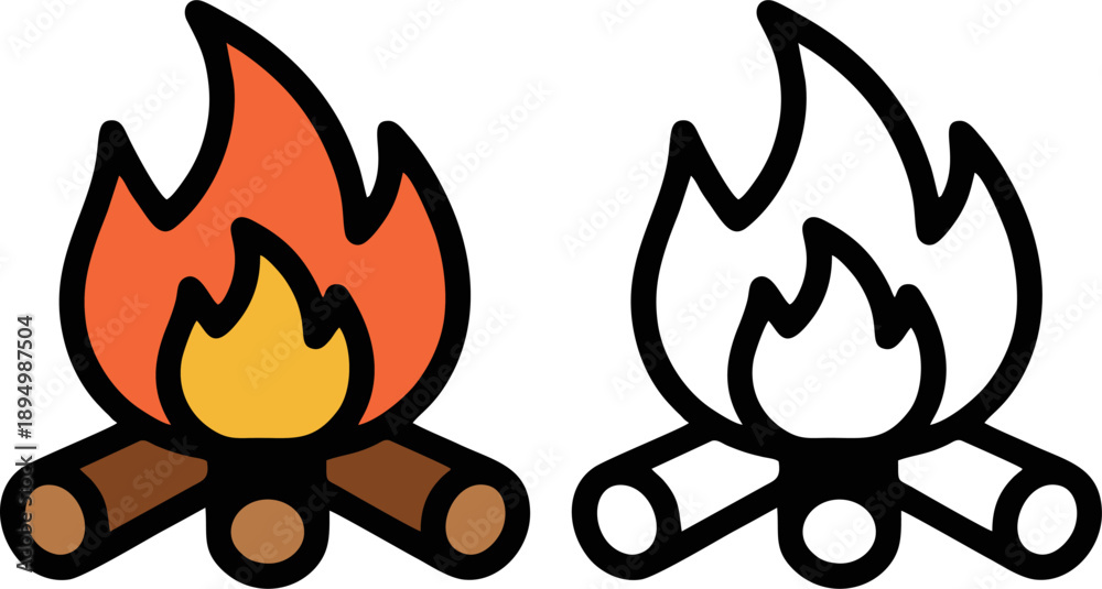 Fototapeta premium Burning Campfire Logs Wood Icon