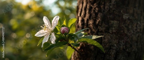 White and pink flower macro...