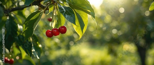 Cherry tree branch with rip...