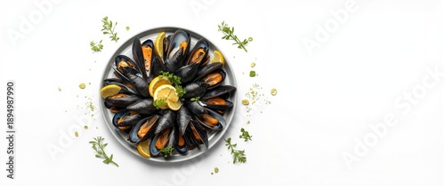 Black shellfish served on a...