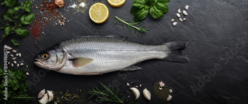 Raw seabass with herbs and ...