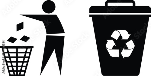 Recycle bin icon with recycling symbol vector illustration