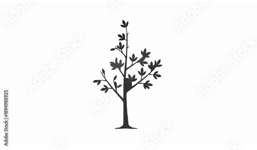 Flowering tree branch silhouette vector illustration minimalist style