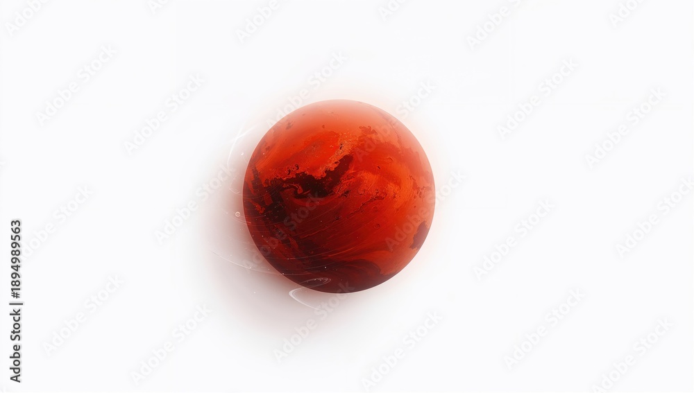 Fototapeta premium High-resolution Mars planet image showing surface textures and a white background for scientific display