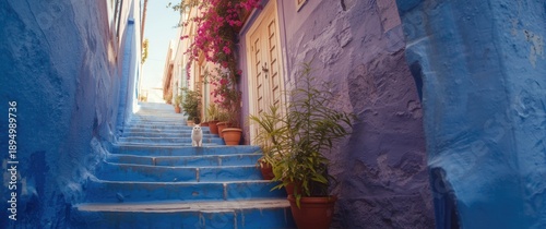 In a vibrant alley, a white...