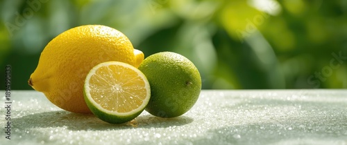Sliced lemon lime fruit aga...