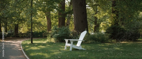 White chair placed in a par...