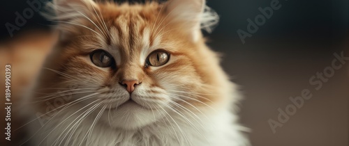 Detailed view of a brown cat