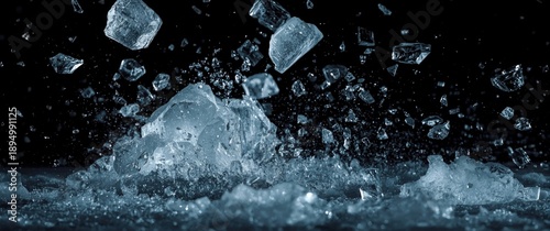 Crushed ice shards on a bla...