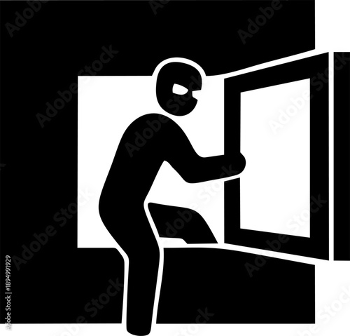 Burglar Entering Through Window Silhouette