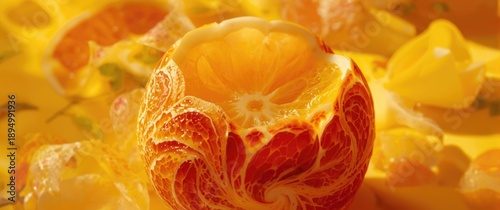 Colorful peeled orange frui...