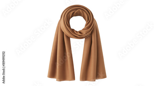 Brown scarf wrapped in a circular motion fabric isolated on a transparent background