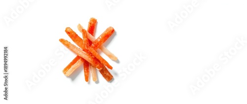 Yummy crab sticks on a whit...