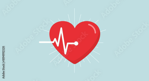 Red Heart with ECG Line Inside.