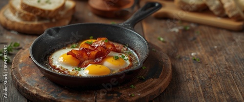 Crunchy fried eggs paired w...