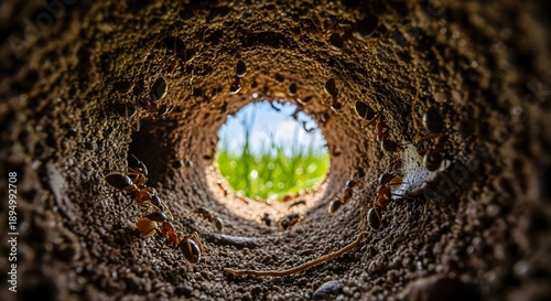 Microscopic View from Inside an Ant Hill Revealing Underground Insect Life Structure