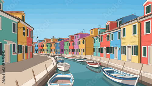 Colorful houses line a canal with boats in a picturesque European town