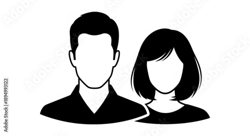 Silhouette of a man and woman facing forward.