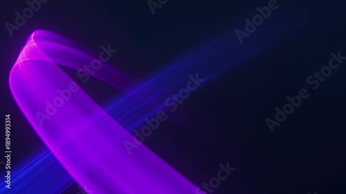 Abstract overlapping ribbons of vibrant red and electric blue light create a mesmerizing criss-cross pattern on a dark backdrop, suggesting connection and opposition.