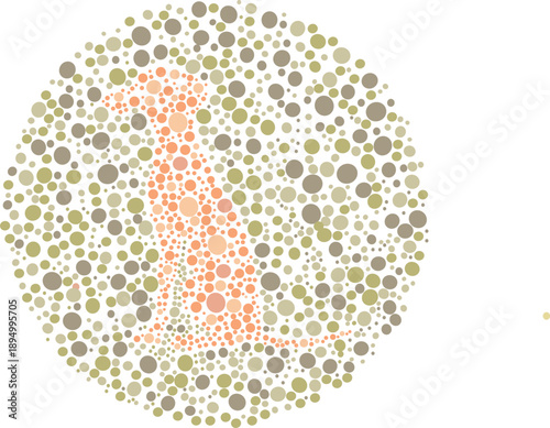 Fun Cartoon Great Dane Dog Silhouette for Children's Color Blindness Test Plate