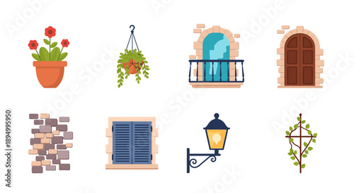 Collection of architectural elements and decorative garden items